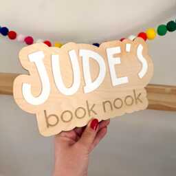 Personalised Children's Book Nook Sign, Personalised Wooden Corner, Childrens Room Decor, Nursery Wall Art - thumbnail 3
