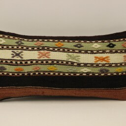 Vintage Turkish Kilim Pillow Cover, Accent Lumbar Cushion - 10x20 In - thumbnail 2