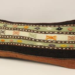 Vintage Turkish Kilim Pillow Cover, Accent Lumbar Cushion - 10x20 In - thumbnail 3