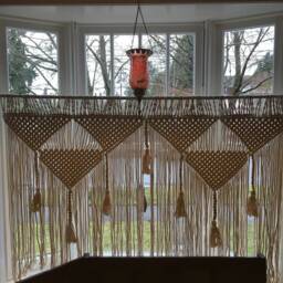 Large Macrame Wall Hanging, Queen Headboard Decor - thumbnail 4