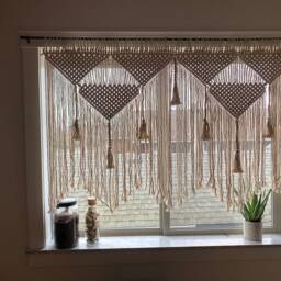 Large Macrame Wall Hanging, Queen Headboard Decor - thumbnail 1