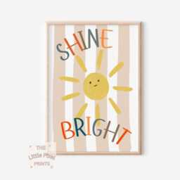 Shine Bright Sunshine Print Neutral Scandi Nursery Wall Art - thumbnail 1