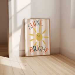 Shine Bright Sunshine Print Neutral Scandi Nursery Wall Art - thumbnail 3