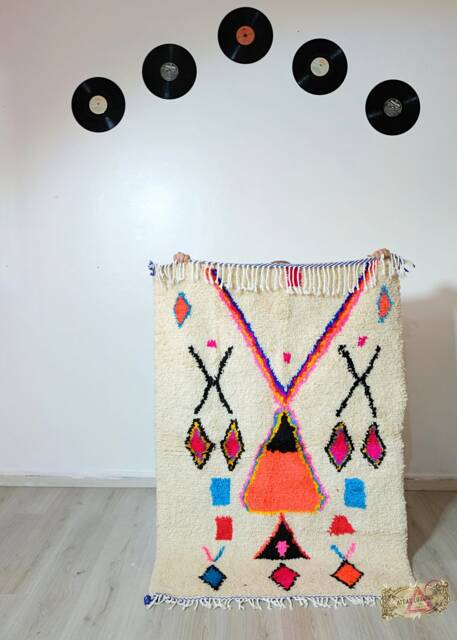 Handmade Beni Ourain Rug Colorful Bohemian Berber Carpet - image 1
