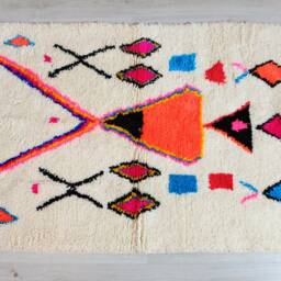 Handmade Beni Ourain Rug Colorful Bohemian Berber Carpet - thumbnail 2