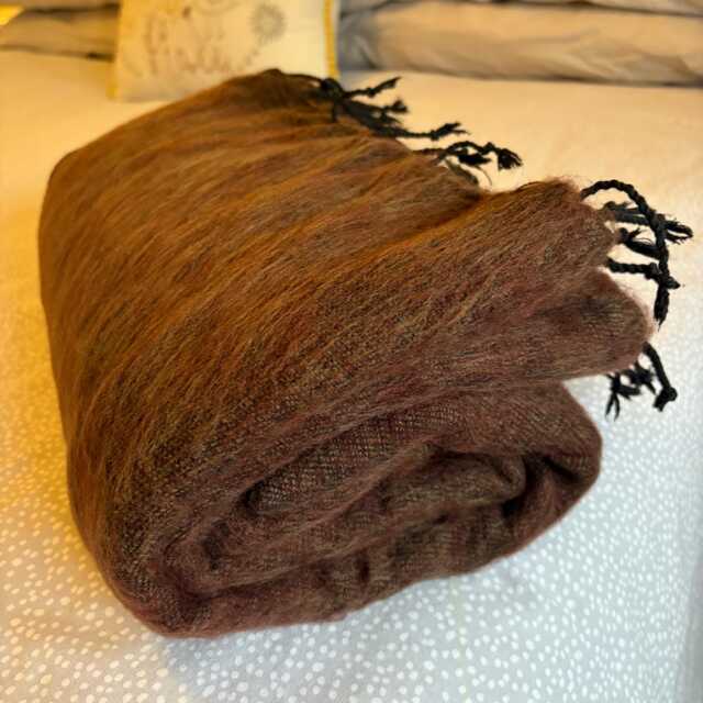 Hand-Loomed Yak Wool Blend Throw Blanket Camping Wrap, Sofa Bed Travel Blanket Ideal Gift Home D??cor Fairly Traded From Nepal B7 - image 1
