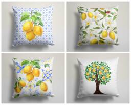 Lemon Tree Cushion Cover-Farm House Pillow Case-Modern Kitchen Case-Fruit Cover-Gift For Her Cushion-Handmade Material - thumbnail 1