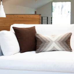 Dark Brown Cotton Throw Pillow Cover, Oblong Lumbar Cushion - thumbnail 4