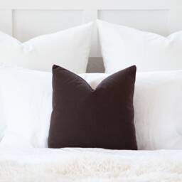 Dark Brown Cotton Throw Pillow Cover, Oblong Lumbar Cushion - thumbnail 1