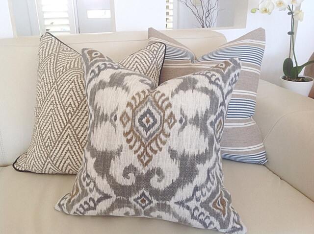 Linen Coastal Cushion Cover Nautical Stripe, Ikat Design - image 1