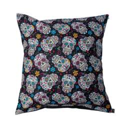 Great Scatter Cushions Handmade From Day Of The Dead Candy Sugar Skull Fabric, Cover Fits 18 - thumbnail 1