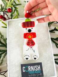Cute Polar Bear Fused Glass Christmas Decoration, Fused Glass Ornament, Cornwall, Cornish - thumbnail 1
