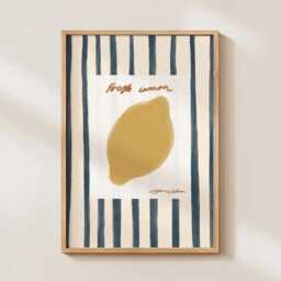 Fresh Lemon Striped Poster Print Mid-Century Modern Kitchen Wall Decor - thumbnail 2