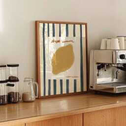 Fresh Lemon Striped Poster Print Mid-Century Modern Kitchen Wall Decor - thumbnail 3