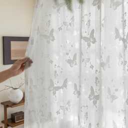 Custom Voile Curtain Sheer Polyester Butterfly Curtains , Made To Measure - thumbnail 1
