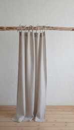 Handmade Tie Top Linen Curtains - Soft Stonewashed Drapes Natural Panel Custom Size Semi Sheer Window