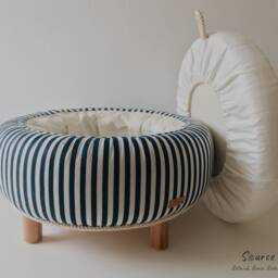 Marine Look Ottoman With Removable Cover - Upcycled Car Tire One Of A Kind Furniture Pieces - thumbnail 3