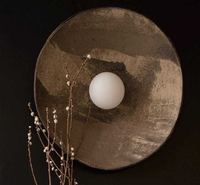 Grey Ceramic Wall Sconce Rustic Wabi Sabi Pottery Light - image 1