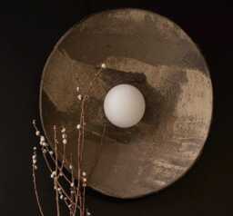 Grey Ceramic Wall Sconce Rustic Wabi Sabi Pottery Light