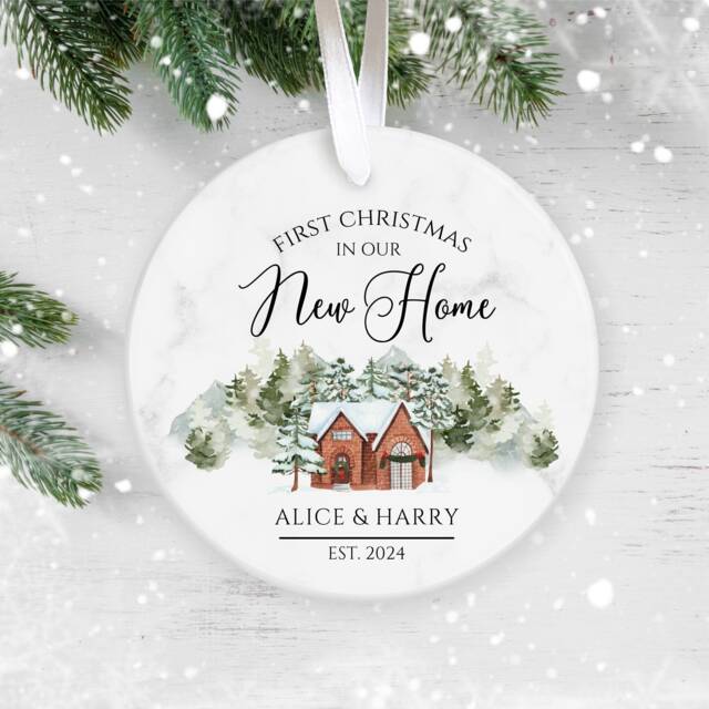 Personalised First Christmas in Our New Home Bauble, Couple Keepsake, Home, Ornament, Housewarming - image 1