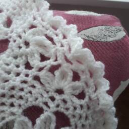 Beautiful White Hand Crocheted Lacy Design Afghan/Throw/Blanket - thumbnail 3