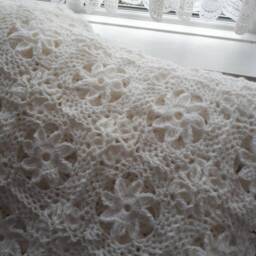 Beautiful White Hand Crocheted Lacy Design Afghan/Throw/Blanket - thumbnail 2