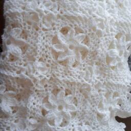 Beautiful White Hand Crocheted Lacy Design Afghan/Throw/Blanket - thumbnail 4