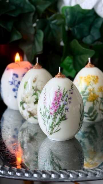 Floral Easter Egg Candle Spring Holiday Decor - Decorations Gift - image 1