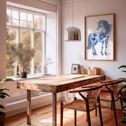 Blue Horse Poster - Abstract Floral Wall Art, Modern Equine Print, Elegant Animal Artwork, Bold Decor For Home - thumbnail 2
