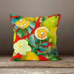 Lemon Pillow Case-Fruit Cushion Cover-Fruit Pillow Cover-Citrus Cushion Case-Gift For Her Cushion-Handmade Material - thumbnail 2