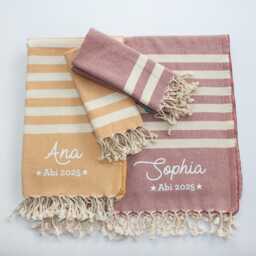 Personalised Soft Cotton Towel, Beach Towel & Hand Wedding Gift, 2nd Anniversary Engagement Gift - thumbnail 3