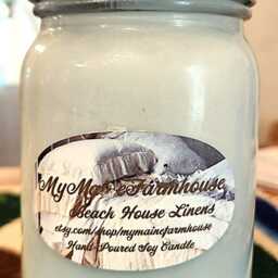 Beach House Linens Soy Candle Fresh Coastal Scent, Handmade in Maine - thumbnail 3