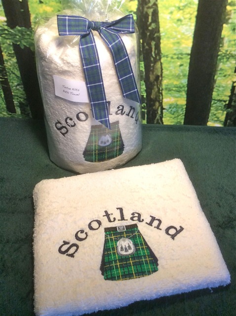 Personalized Embroidered Scottish Tartan Kilt Towel Cotton Bath & Hand Towels - image 1