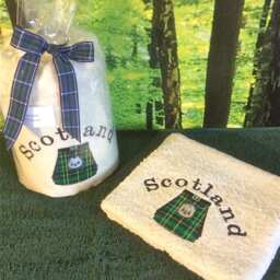 Personalized Embroidered Scottish Tartan Kilt Towel Cotton Bath & Hand Towels - thumbnail 2