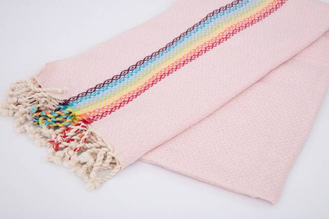 Rainbow Turkish Beach Towel Pink Cotton Peshtemal - 40x70 - image 1