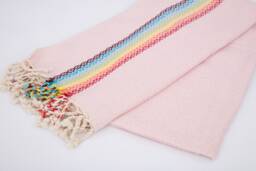 Rainbow Turkish Beach Towel Pink Cotton Peshtemal - 40x70