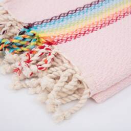 Rainbow Turkish Beach Towel Pink Cotton Peshtemal - 40x70 - thumbnail 3