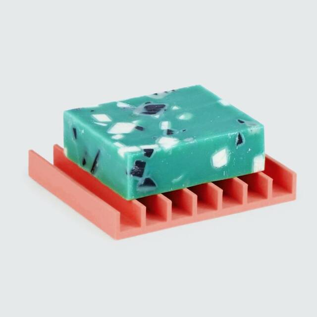 Red Soap Dish, Coral Tray, 3D Printed Recycled Plastic, Sustainable Holder, Drain, Bathroom Design Homeware - image 1