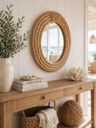Nautical Rope Mirror - Coastal Hampton Style, 16 Inch - thumbnail 1