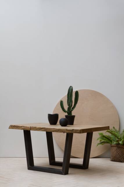Konk ??? Waney-B??rd Coffee Table Bespoke Sizes Available Industrial Oak & Steel Live Edge Side - image 1