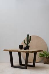Konk ??? Waney-B??rd Coffee Table Bespoke Sizes Available Industrial Oak & Steel Live Edge Side - thumbnail 1