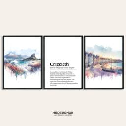 Criccieth Poster Set - Of 3 Prints - Watercolour North Wales Print Wall Hanging Decor Art Welsh Castle Artwork - thumbnail 1