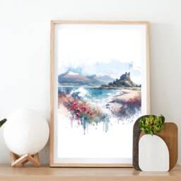 Criccieth Poster Set - Of 3 Prints - Watercolour North Wales Print Wall Hanging Decor Art Welsh Castle Artwork - thumbnail 2