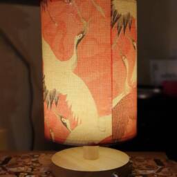 Decoupage Table Lamp Japanese Crane Design, Red Oriental Night Light - Usb - thumbnail 3