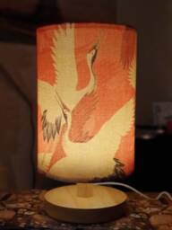 Decoupage Table Lamp Japanese Crane Design, Red Oriental Night Light - Usb - thumbnail 1