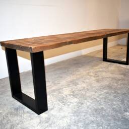 Reclaimed Wood Bench With Box Steel Legs, Choice Of Sizes+Colours - thumbnail 2