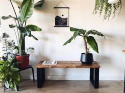 Reclaimed Wood Bench With Box Steel Legs, Choice Of Sizes+Colours