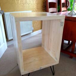 Reclaimed Wood Vinyl Record Storage Cabinet Rustic Industrial Turntable Stand - thumbnail 3