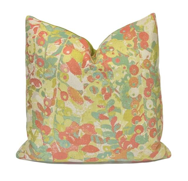 Abstract Watercolor Berry Pillow Cover Isletta Roseberry - Decorative Throw Designer Red Pink, Blue/Green - image 1