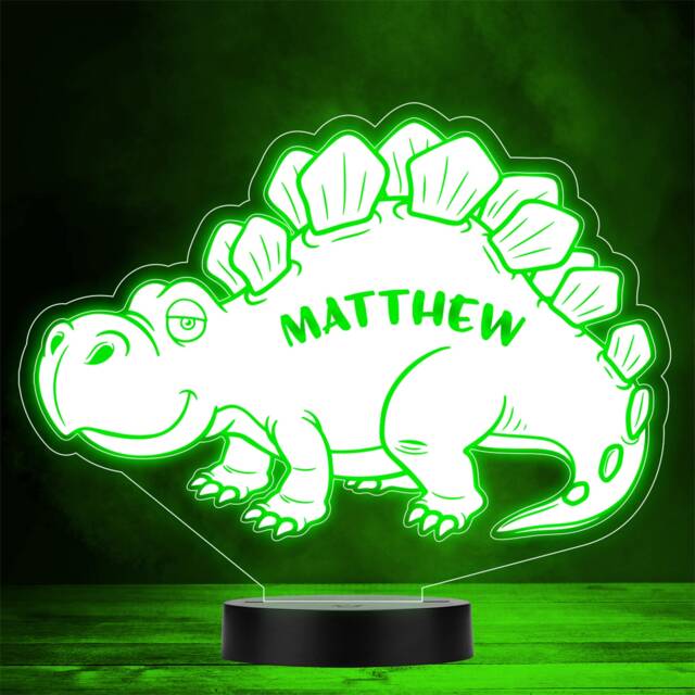 Kids Cute Dinosaur Stegosaurus Colour Change Led Personalised Gift Night Light - image 1